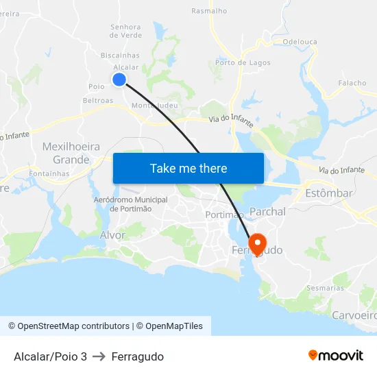Alcalar/Poio 3 to Ferragudo map