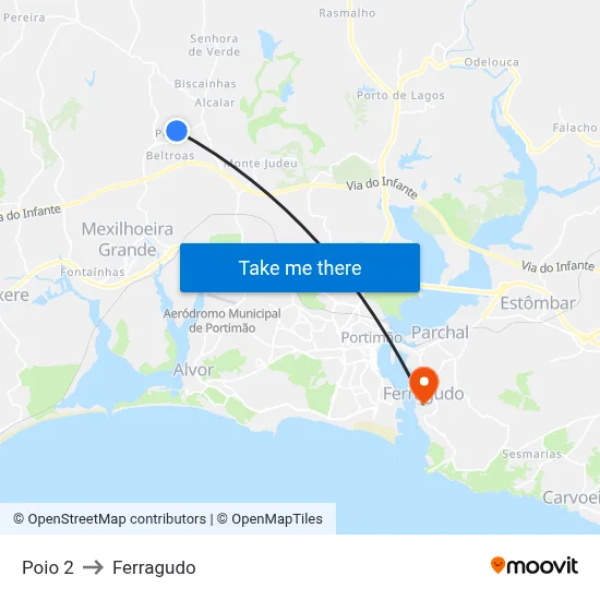 Poio 2 to Ferragudo map