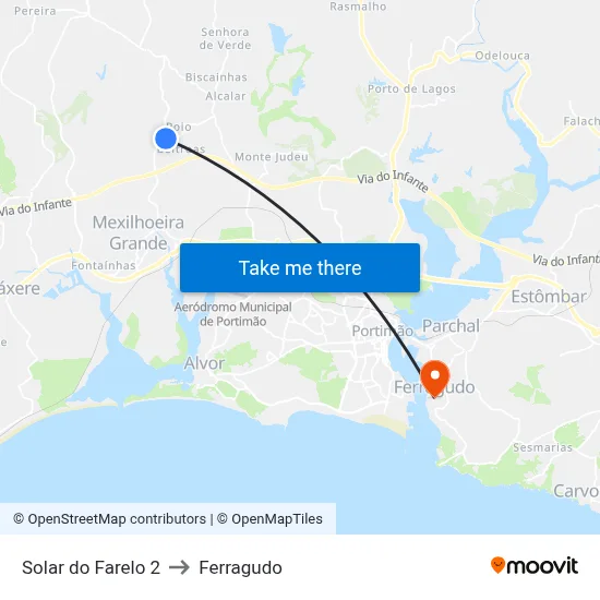 Solar do Farelo 2 to Ferragudo map