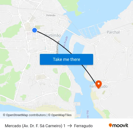 Mercado (Av. Dr. F. Sá Carneiro) 1 to Ferragudo map