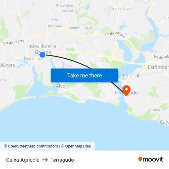 Caixa Agrícola to Ferragudo map