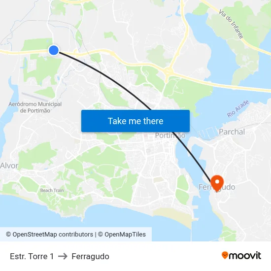Estr. Torre 1 to Ferragudo map