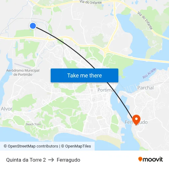 Quinta da Torre 2 to Ferragudo map