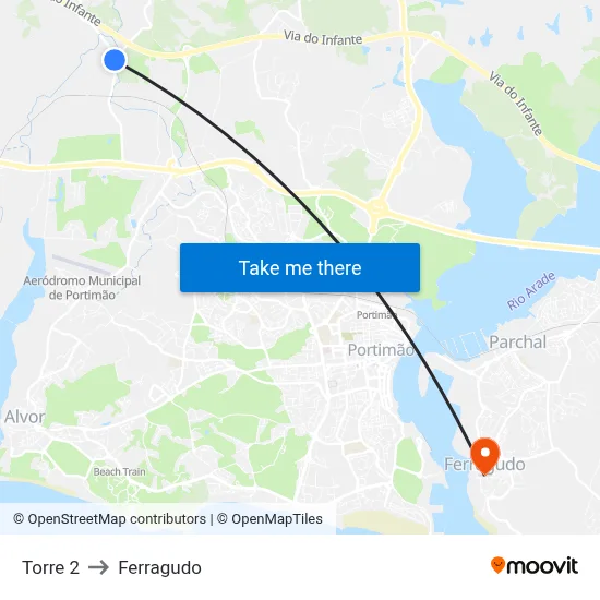 Torre 2 to Ferragudo map
