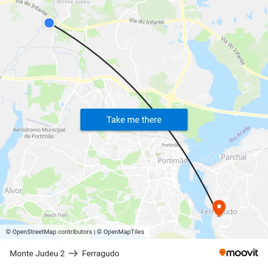 Monte Judeu 2 to Ferragudo map