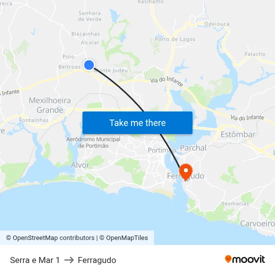 Serra e Mar 1 to Ferragudo map