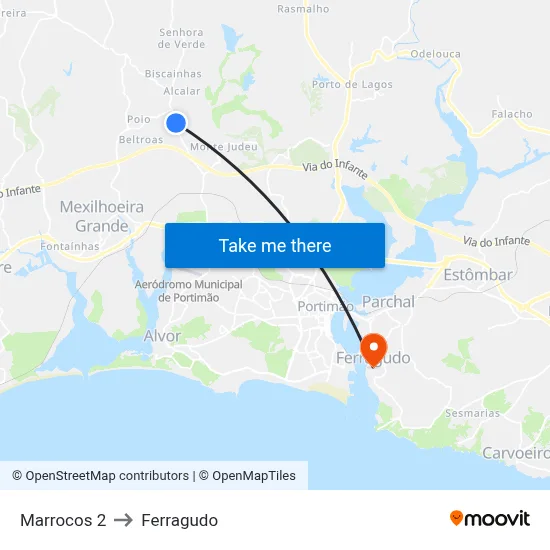 Marrocos 2 to Ferragudo map