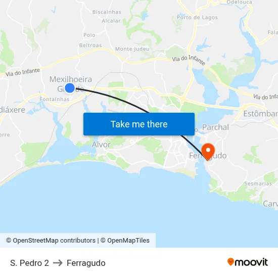 S. Pedro 2 to Ferragudo map