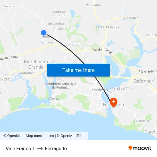 Vale Franco 1 to Ferragudo map