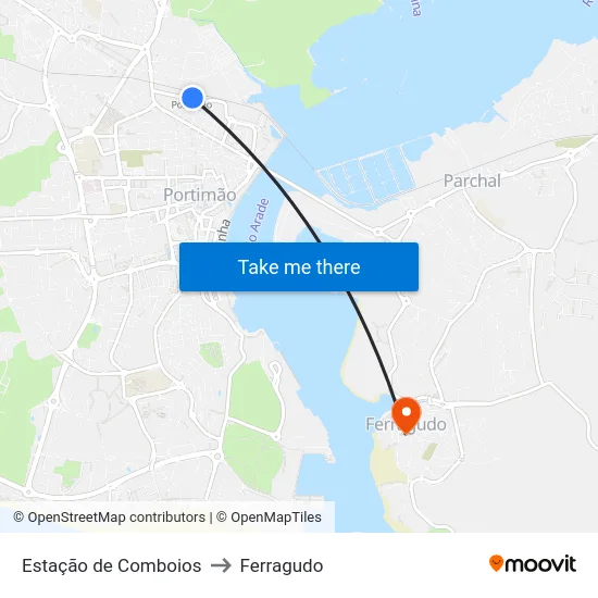 Estação de Comboios to Ferragudo map