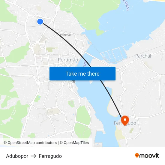 Adubopor to Ferragudo map