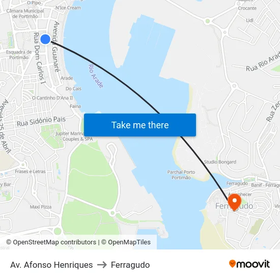 Av. Afonso Henriques to Ferragudo map