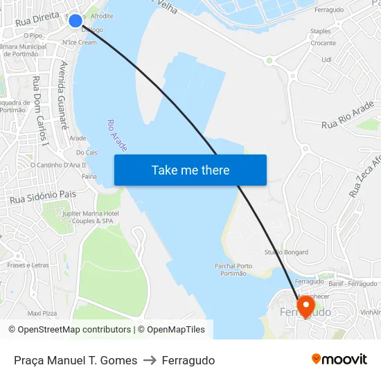 Praça Manuel T. Gomes to Ferragudo map