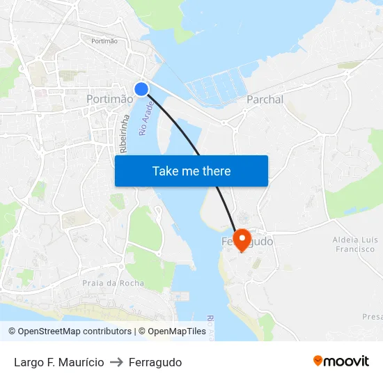 Largo F. Maurício to Ferragudo map