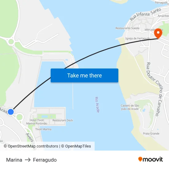 Marina to Ferragudo map
