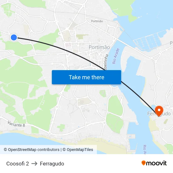 Coosofi 2 to Ferragudo map