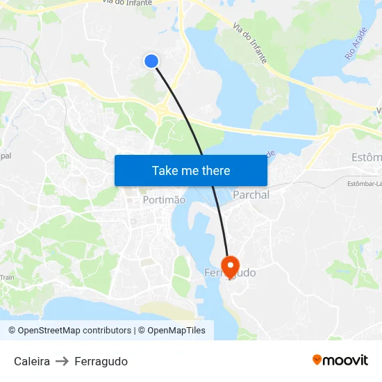 Caleira to Ferragudo map