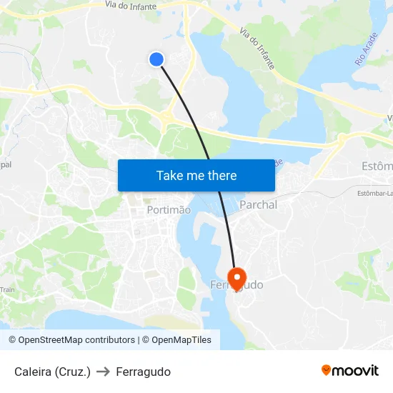 Caleira (Cruz.) to Ferragudo map