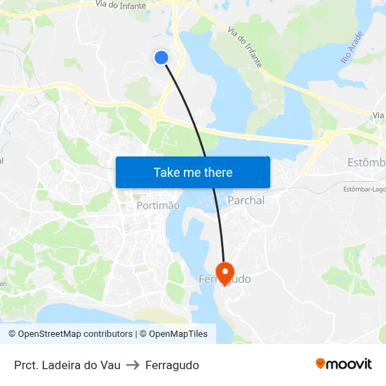 Prct. Ladeira do Vau to Ferragudo map