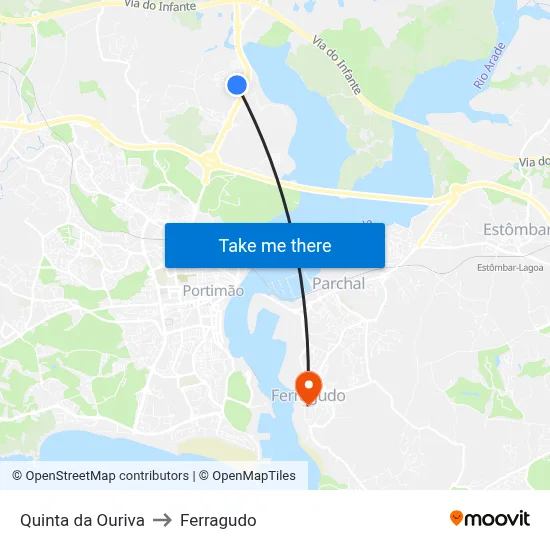Quinta da Ouriva to Ferragudo map
