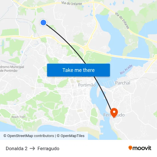 Donalda 2 to Ferragudo map
