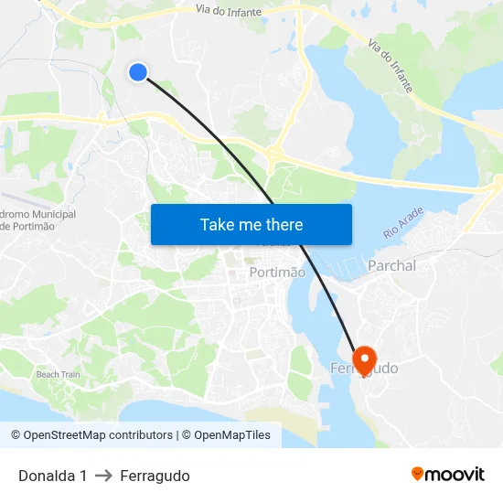 Donalda 1 to Ferragudo map