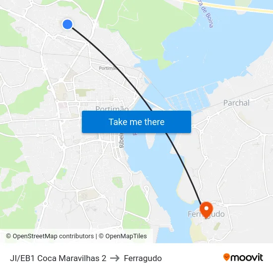 JI/EB1 Coca Maravilhas 2 to Ferragudo map