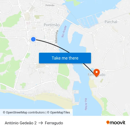 António Gedeão 2 to Ferragudo map