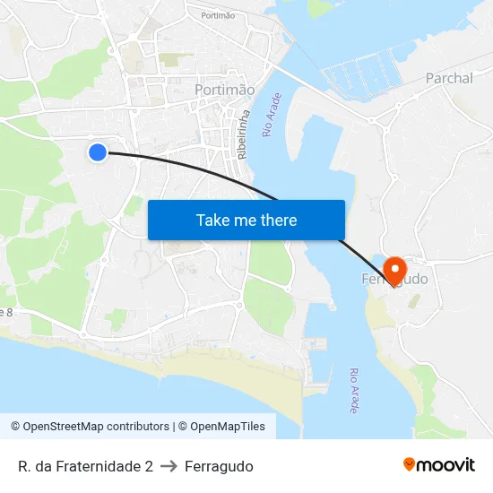 R. da Fraternidade 2 to Ferragudo map
