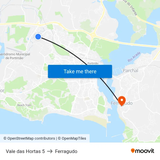 Vale das Hortas 5 to Ferragudo map