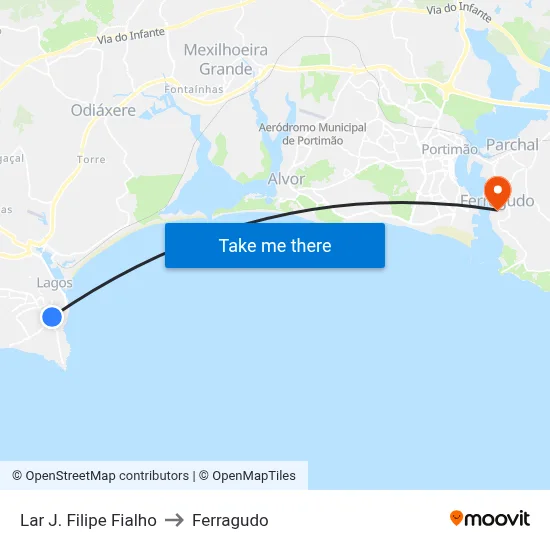 Lar J. Filipe Fialho to Ferragudo map