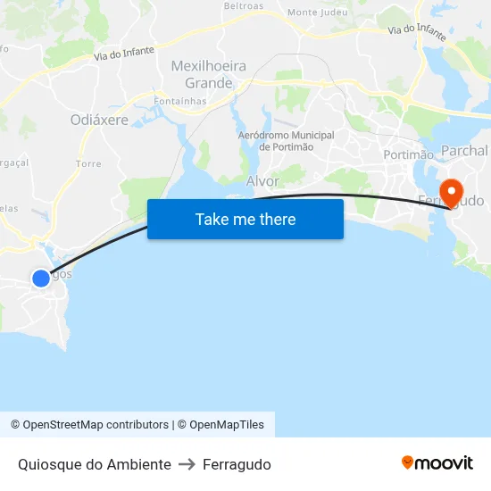Quiosque do Ambiente to Ferragudo map