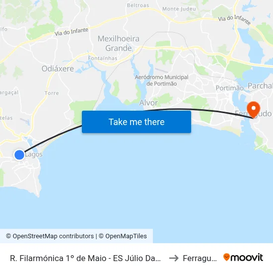 R. Filarmónica 1º de Maio - ES Júlio Dantas to Ferragudo map