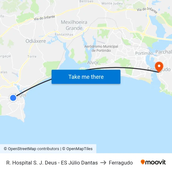 R. Hospital S. J. Deus - ES Júlio Dantas to Ferragudo map