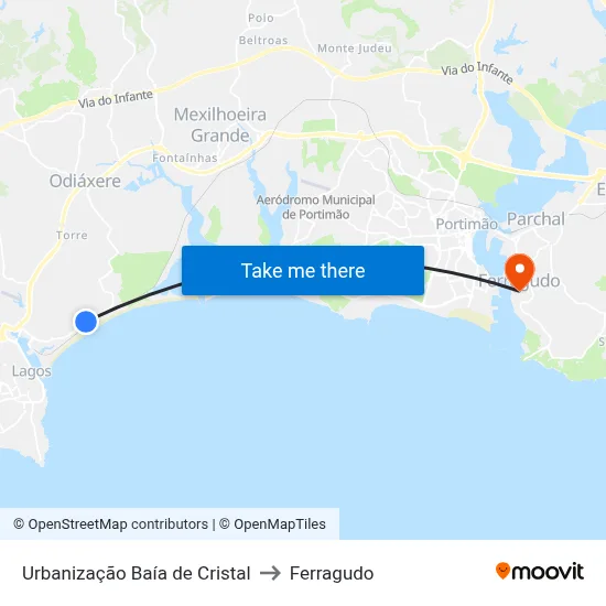 Urbanização Baía de Cristal to Ferragudo map