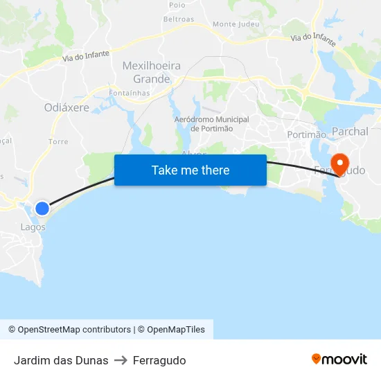Jardim das Dunas to Ferragudo map