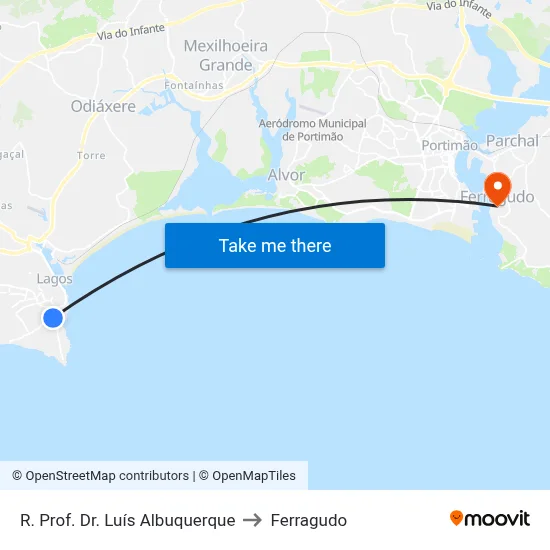 R. Prof. Dr. Luís Albuquerque to Ferragudo map