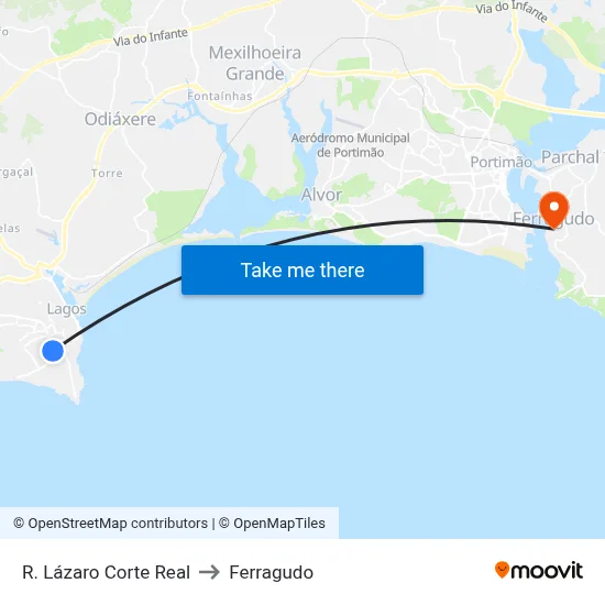 R. Lázaro Corte Real to Ferragudo map