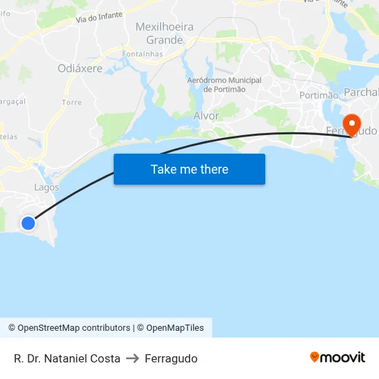 R. Dr. Nataniel Costa to Ferragudo map