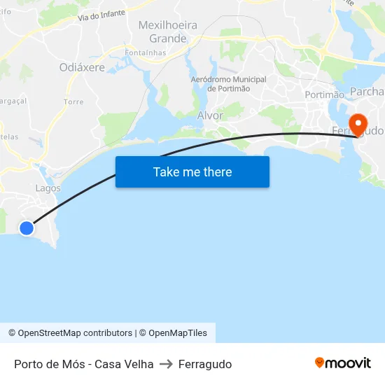 Porto de Mós - Casa Velha to Ferragudo map