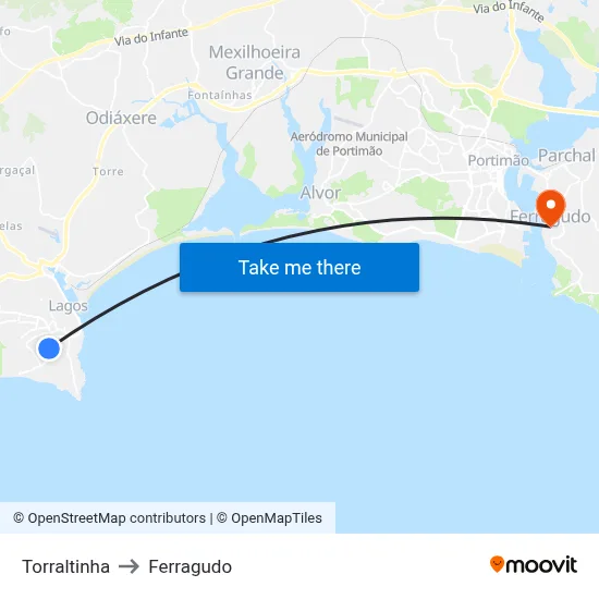 Torraltinha to Ferragudo map
