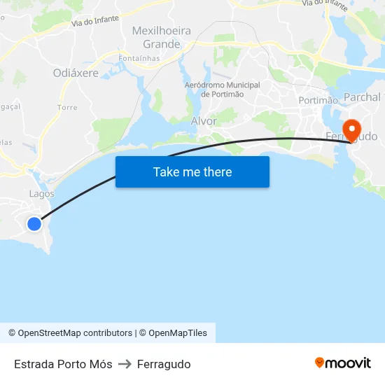 Estrada Porto Mós to Ferragudo map