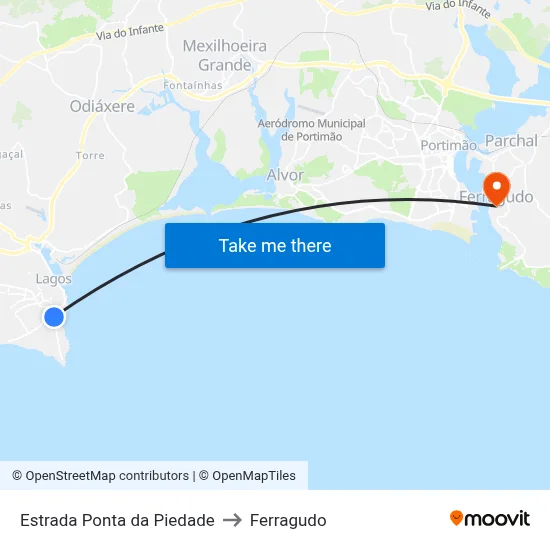 Estrada Ponta da Piedade to Ferragudo map
