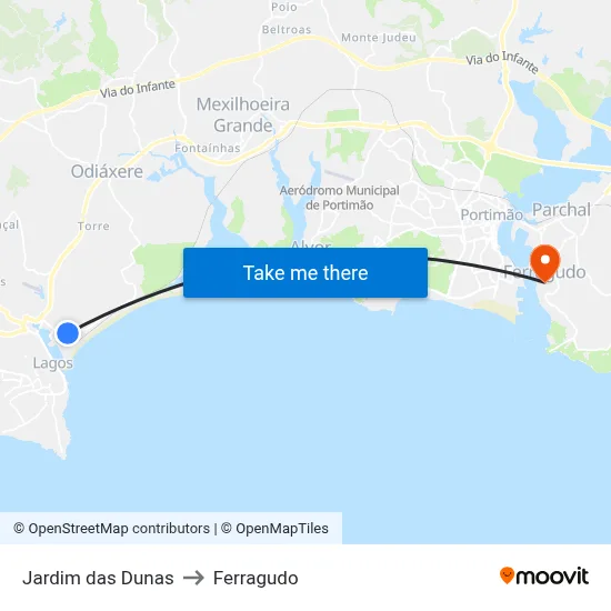 Jardim das Dunas to Ferragudo map