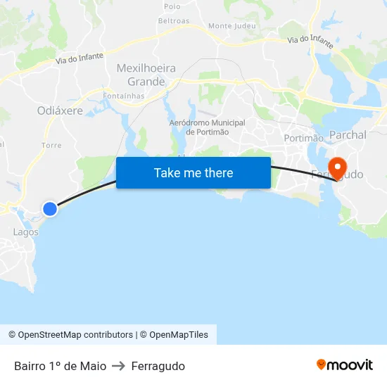 Bairro 1º de Maio to Ferragudo map