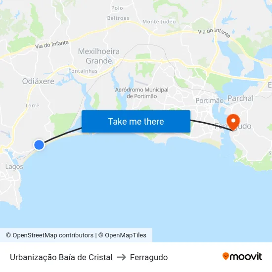 Urbanização Baía de Cristal to Ferragudo map