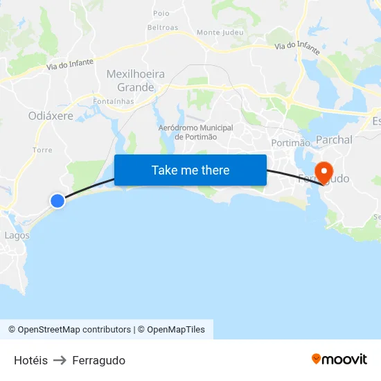 Hotéis to Ferragudo map