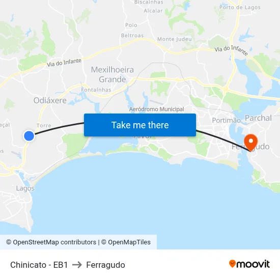 Chinicato - EB1 to Ferragudo map