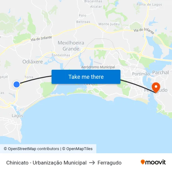 Chinicato - Urbanização Municipal to Ferragudo map