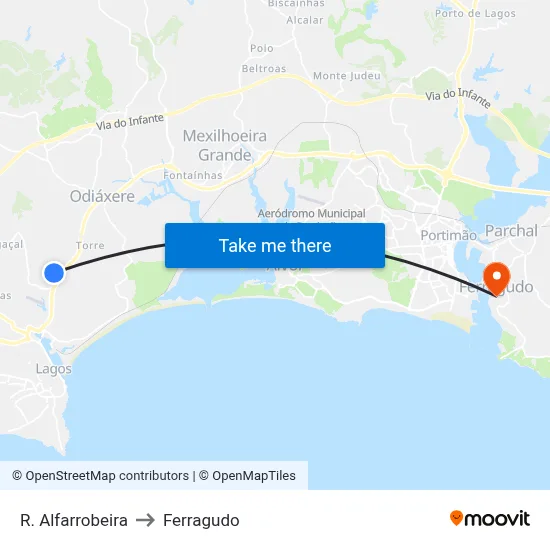 R. Alfarrobeira to Ferragudo map